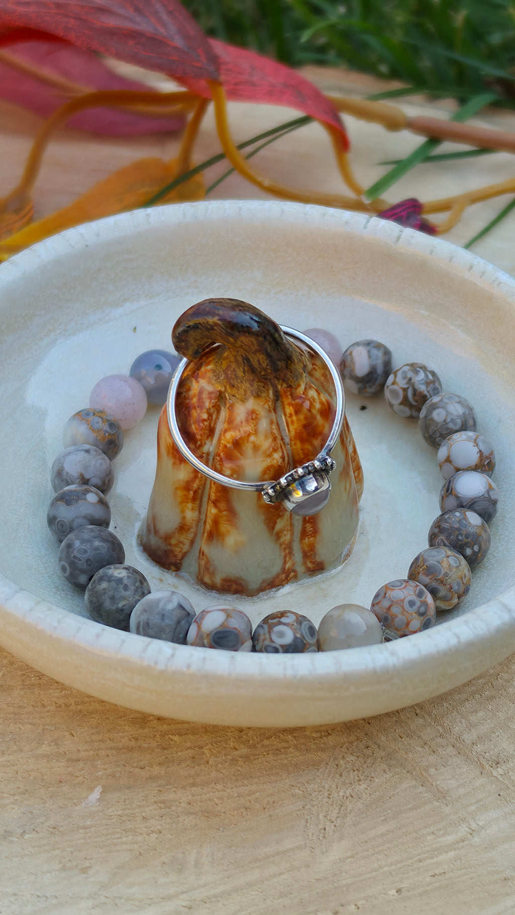 Cream Ring Dish with Pumpkin